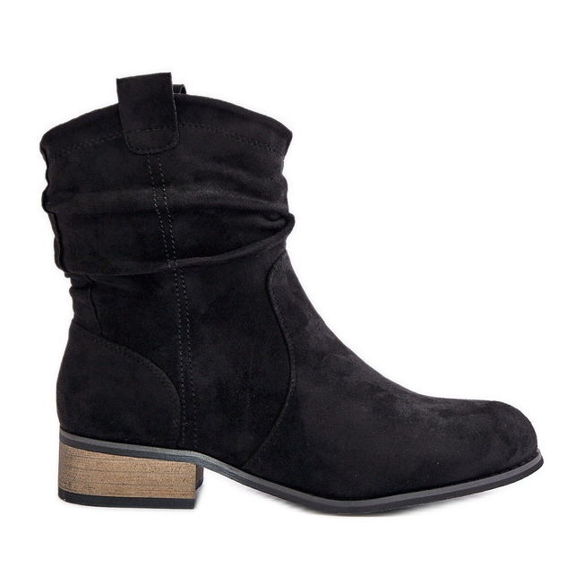 Eristetyt nilkkurit rypytetyillä matalakorkoisilla koroilla, musta Elletinnia