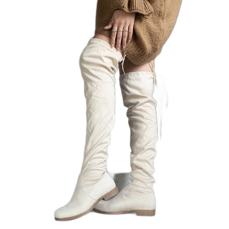 Beiget pitkät alustasaappaat, jotka on valmistettu Hallora eko-mokkasta