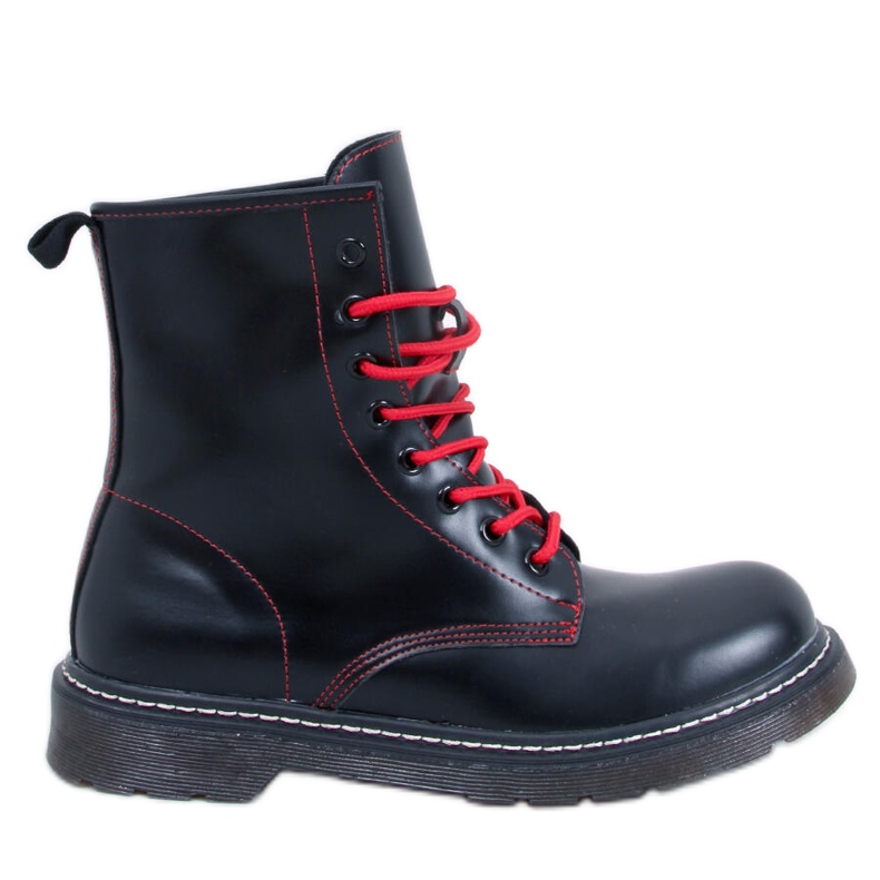 Nauhalliset nilkkurit värikkäällä Stuff Blackred -langalla musta