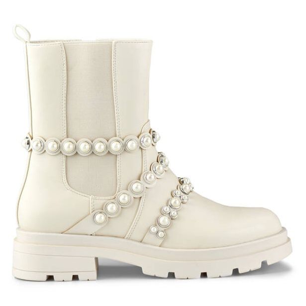 Naisten Chelsea-saappaat helmillä, beige 58090-1BE