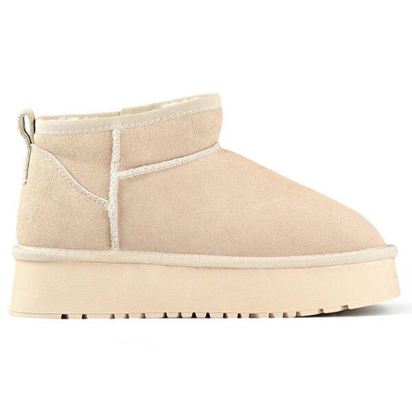 Naisten nahkaiset nilkkurit, mokkanahkaiset lumisaappaat, beige XF-159L.BE