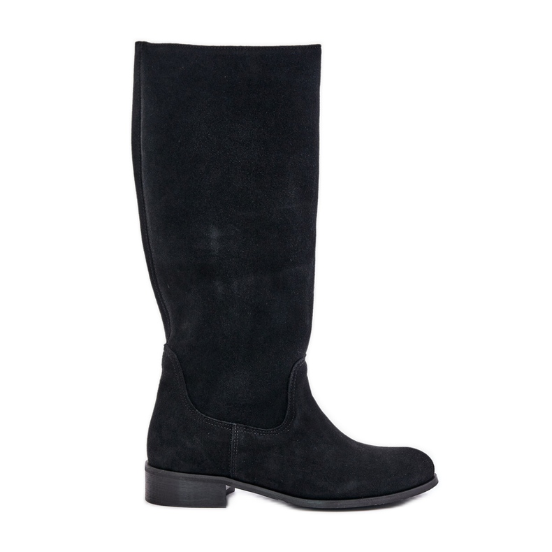 Lewski Shoes Naisten mokkanahkaiset saappaat vasemmalla vetoketjulla 3616 musta