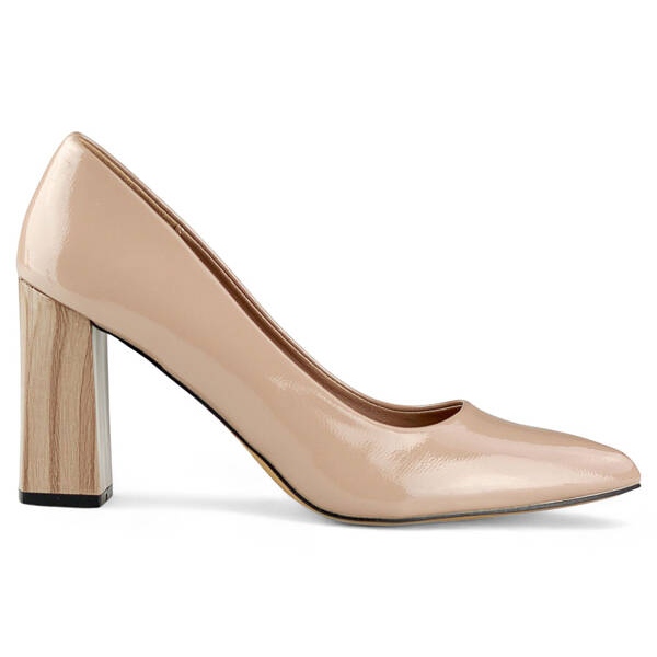Naisten teräväkärkiset korkeakorkoiset pumput, patentoitu beige GD-FL486A-T