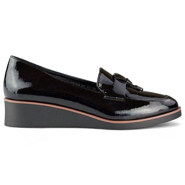 Naisten kiiltonahkaiset kengät, musta, 24-58266B