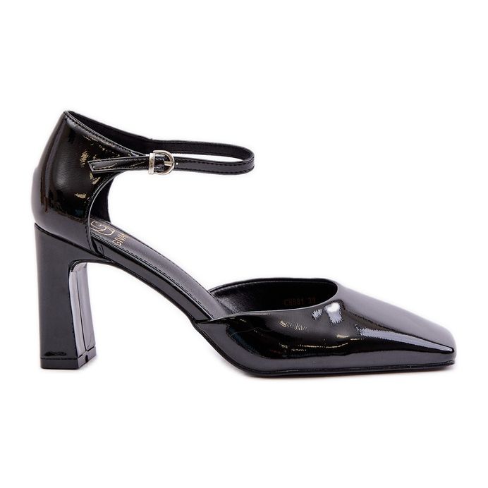 Pumput korkokengissä kiiltonahkaa, mustaa Emindriaa