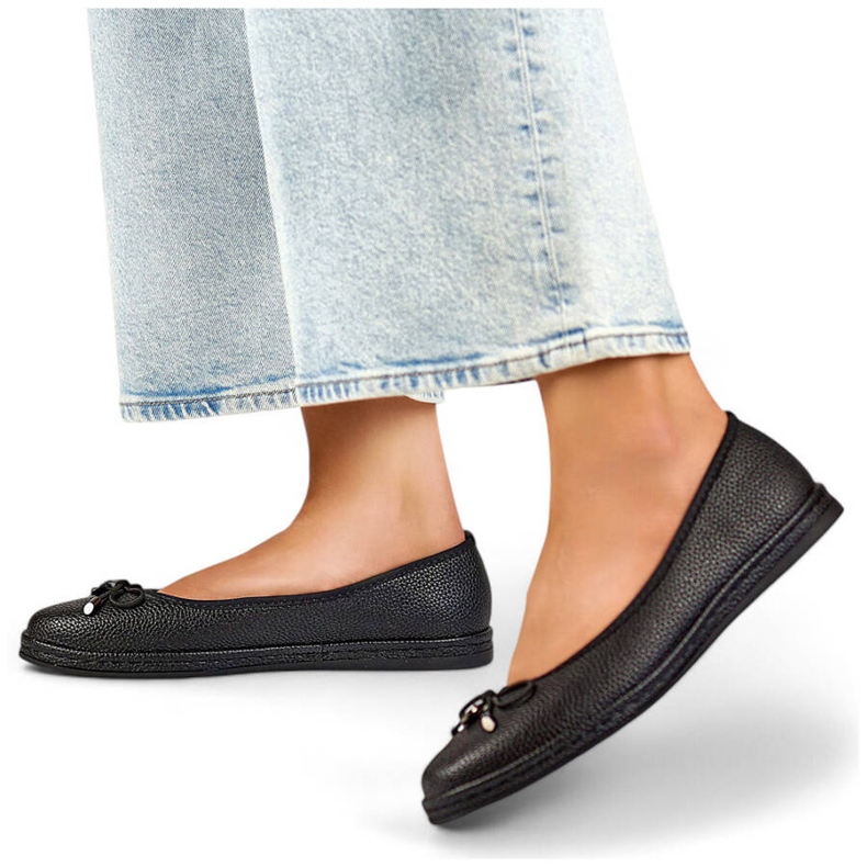 Naisten mukavat mustat balettihousut rusetilla GD-XR392A-B