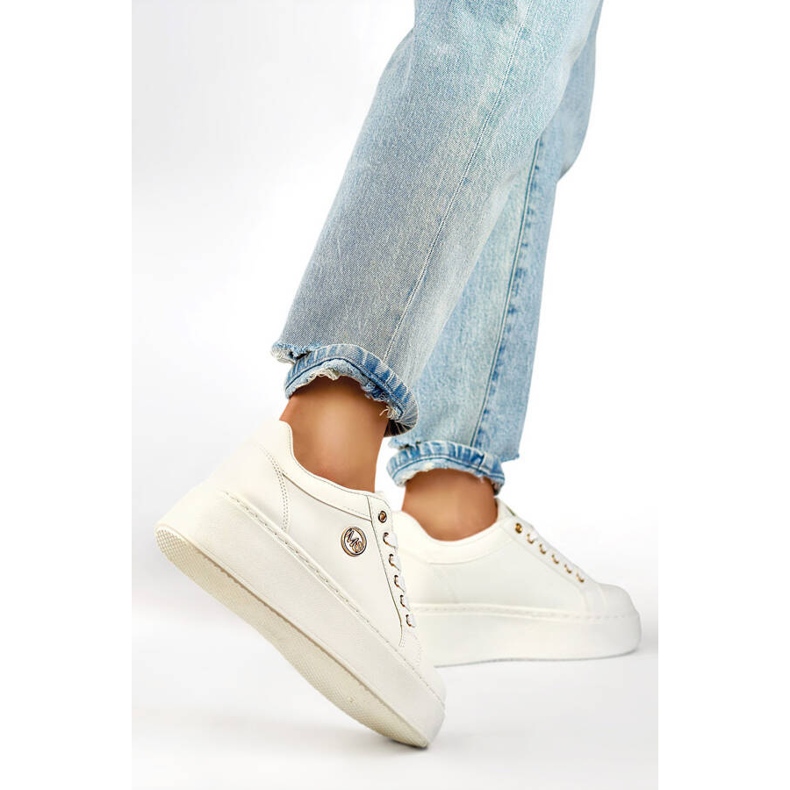 Naisten lenkkarit, joissa paksu pohja, valkoinen TL251-9W