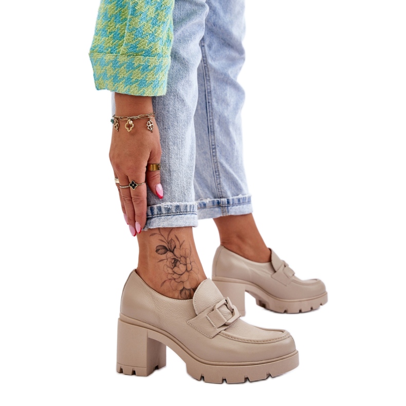 Kengät Malli 20097 Beige Lacquer