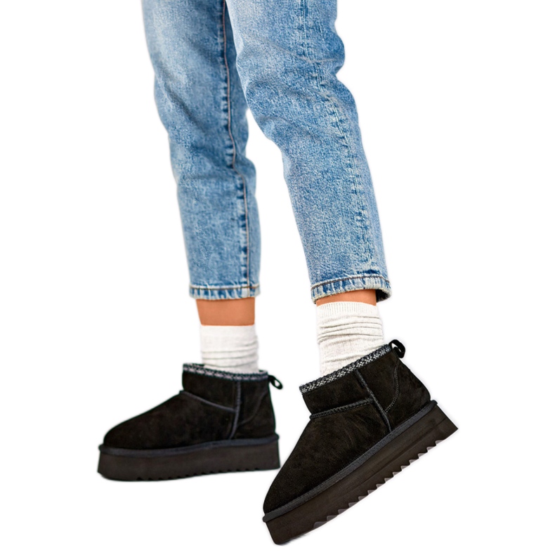 Naisten lumisaappaat eristetyt Eco-Fur YU9001B, musta