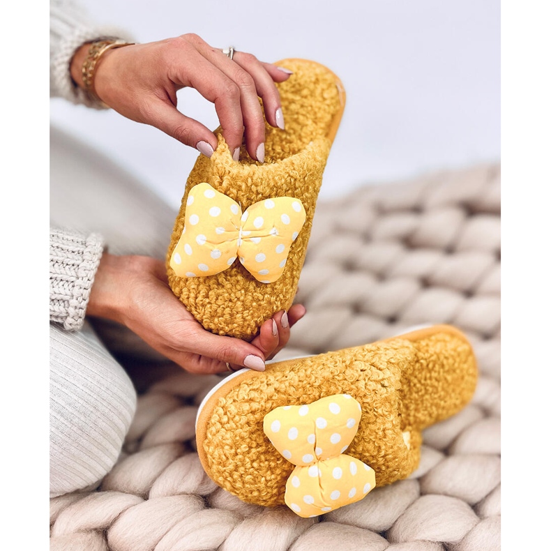 Lasten tossut rusetilla, Child Yellow keltainen