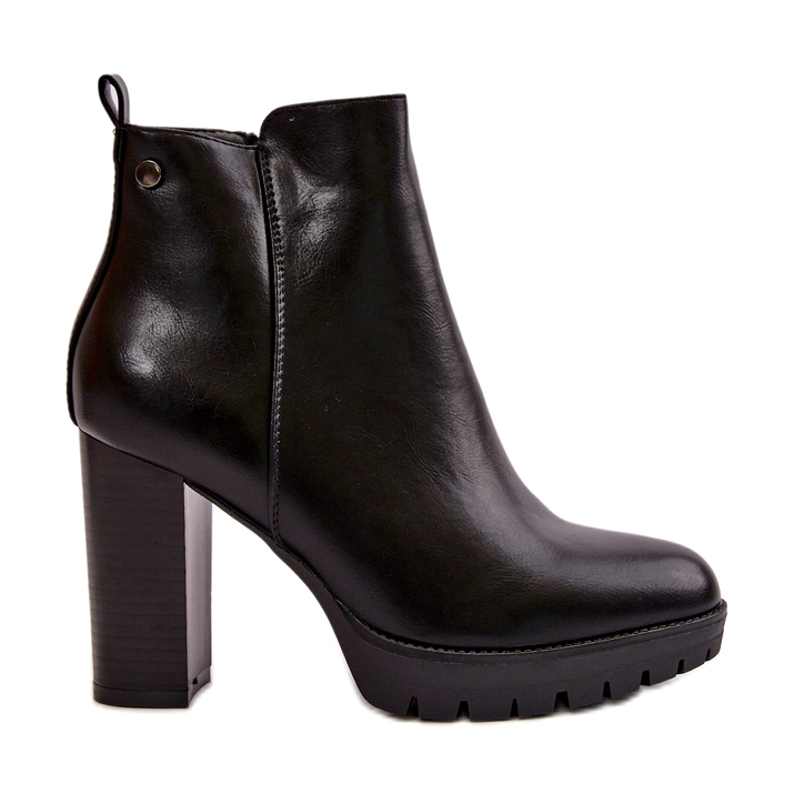 Naisten eristetyt korkokengät, vetoketjulla kiinnitettävät saappaat, musta Bioria