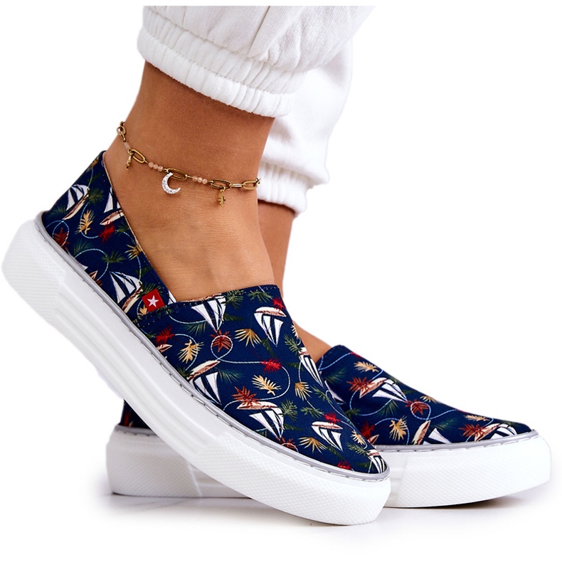 Naisten lenkkarit Slip On Memory Foam Big Star JJ276016 laivastonsininen