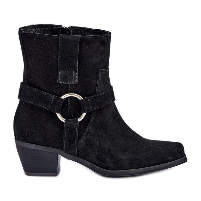 Natural Suede korkeakorkoiset saappaat Zazoo 3444/2 musta