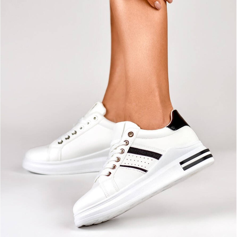 Naisten urheilukengät, alustalenkkarit, valkoinen AD-732W/B