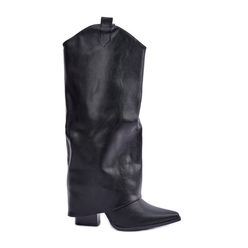 Slip-on saappaat, joissa kantapäässä käännetty päällinen, mustat