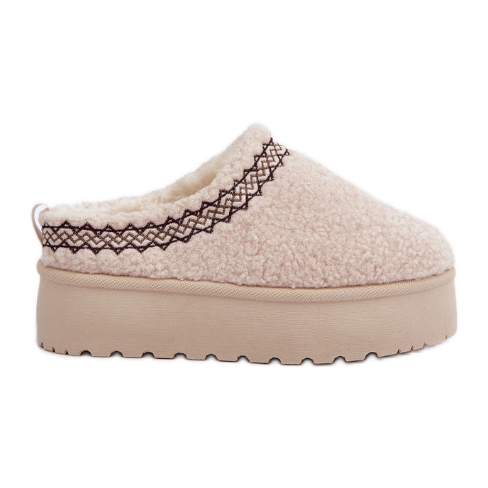 Vaalean beige Leaniella Sheepskin Platform lumisaappaat turkisella