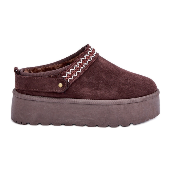 Suklaaiset lumisaappaat koristeellisella brodeerauksella ruskea