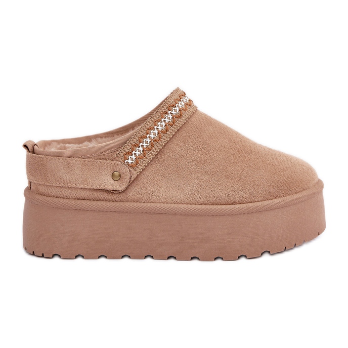 Beiget lumisaappaat koristeellisella brodeerauksella