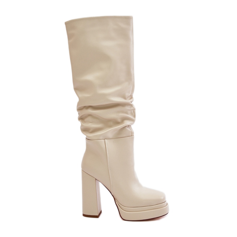 Naisten beigenväriset eko-nahkaiset korkokengät