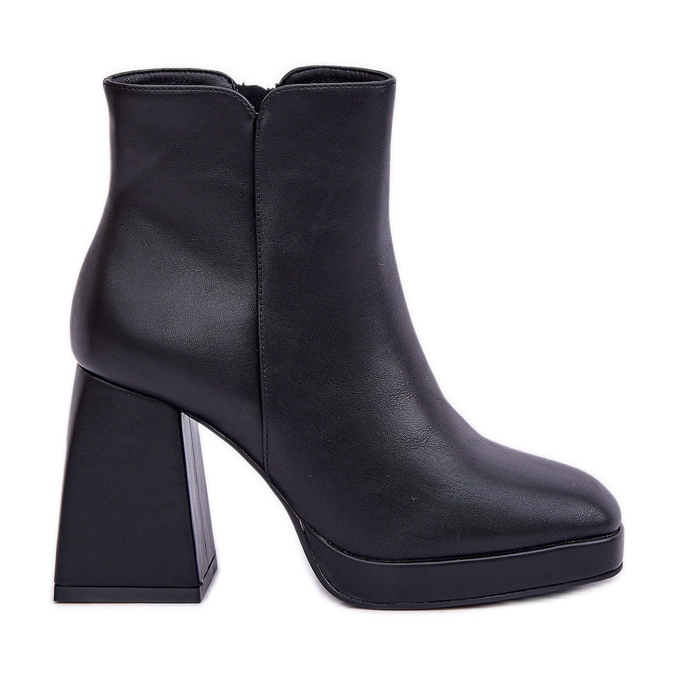 Eco-nahkaiset mustat korkeakorkoiset nilkkurit