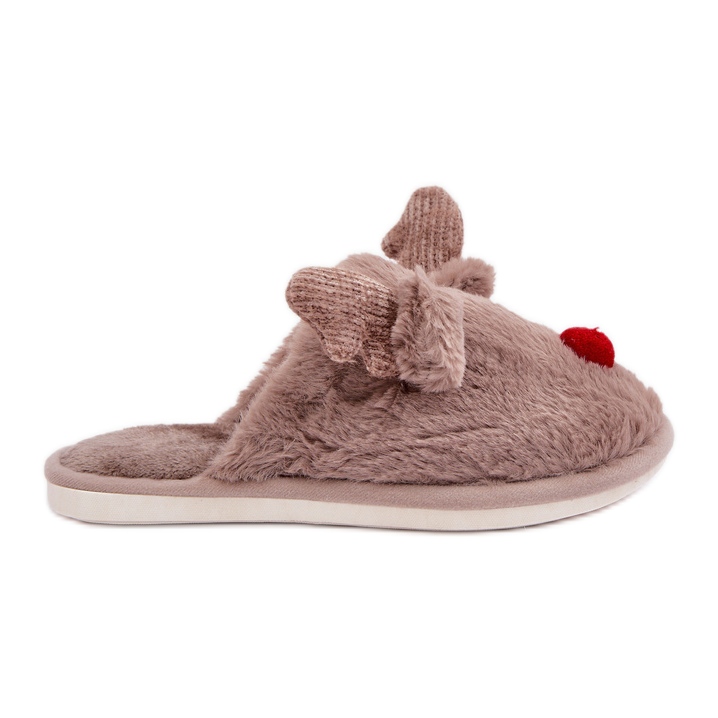 Naisten turkistossut, joissa on porokuvio, tumma beige