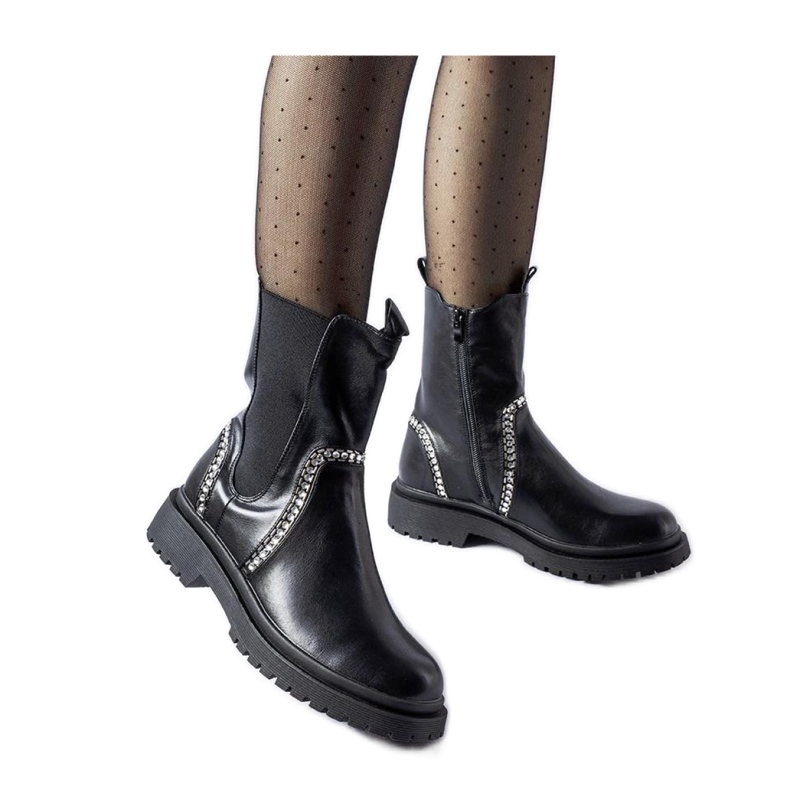 Mustat nilkkurit koristeltu zirkoneilla Anastasio - Solea