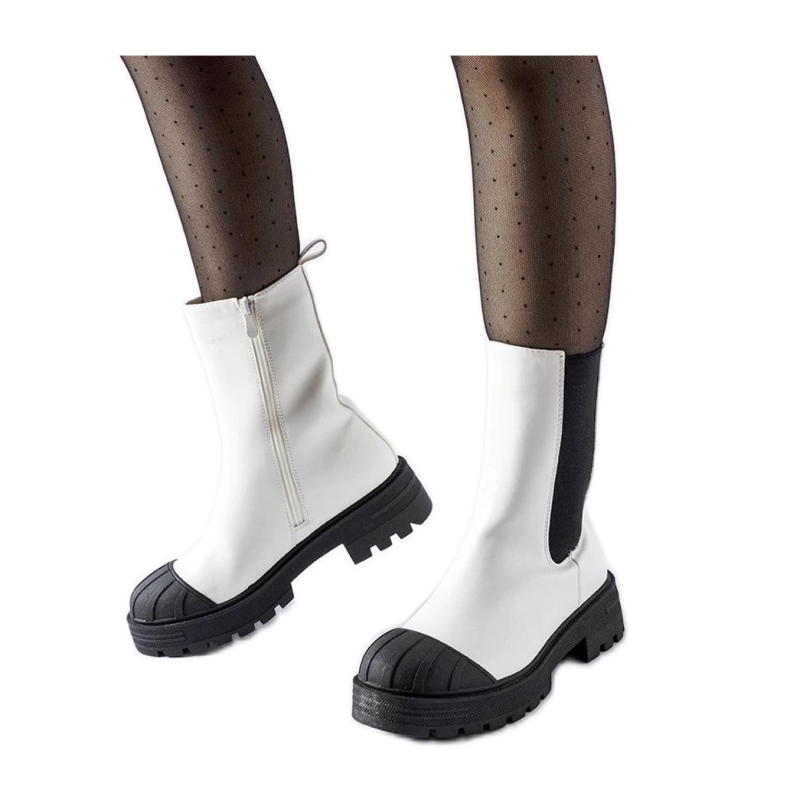 Porcigatone - Solean valkoiset klassiset eristetyt Chelsea-saappaat valkoinen