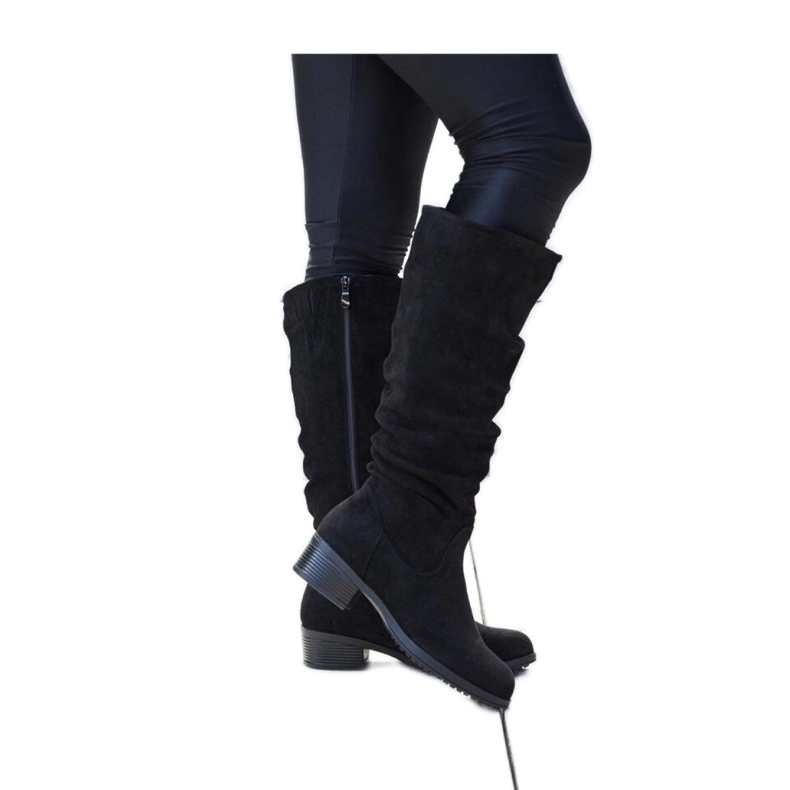 Mustat ryppyiset Angelicon eko-mokkanahkasaappaat - Solea