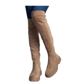 Tromi - Solean ruskeat pitkät saappaat tasaisella pohjalla