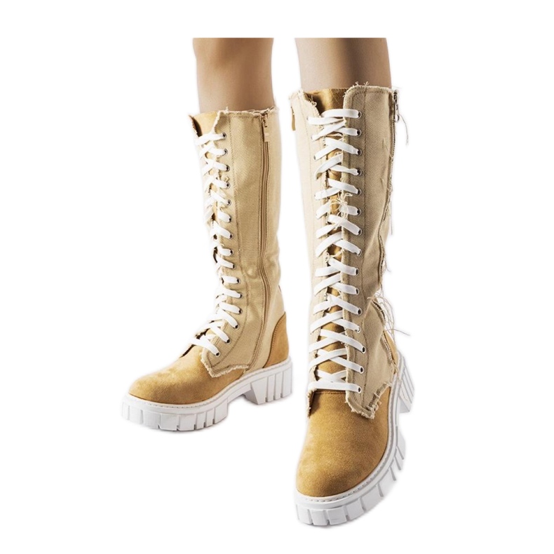 Beiget kangaseristetyt Palmer-saappaat - Solea