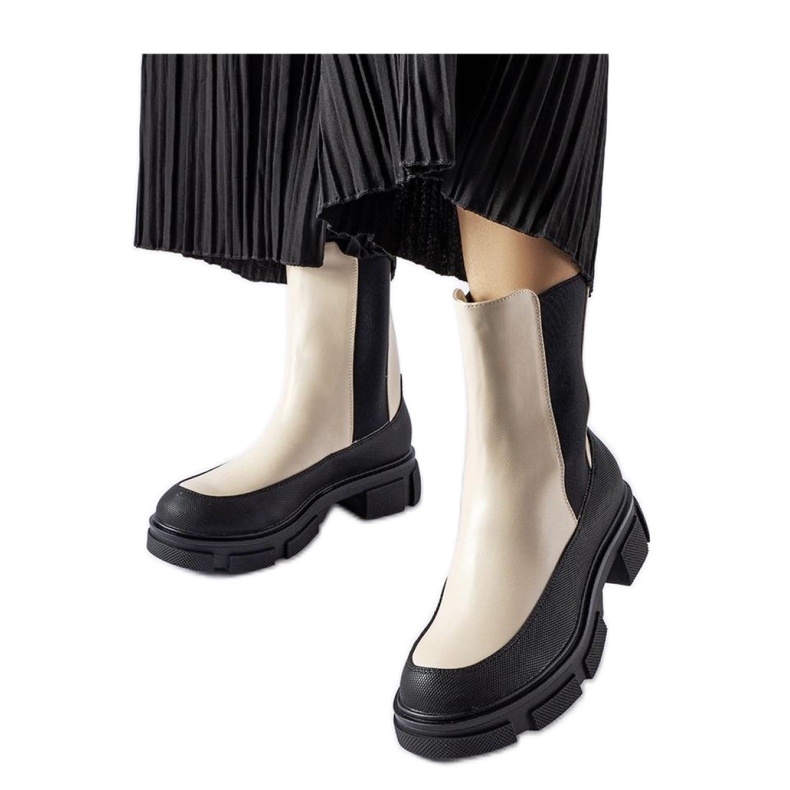 Faisal - Solean beige-mustat nilkkurit