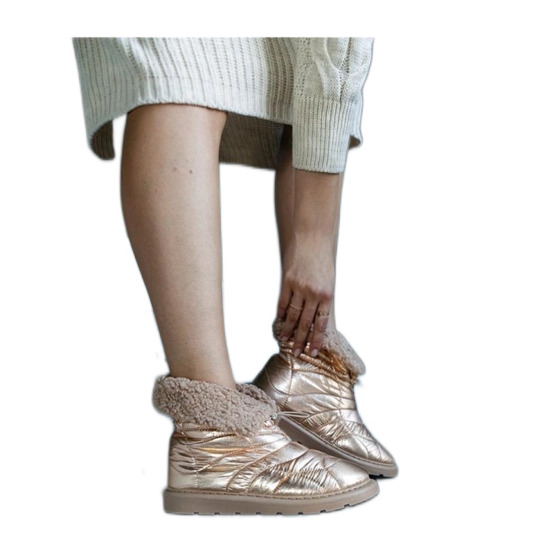 Kultaeristetyt lumisaappaat rannekkeella Caellita - Solea