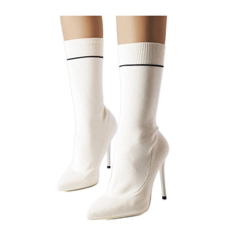 Valkoiset nilkkurit, joissa korkea kantapää Pelletier - Solea valkoinen