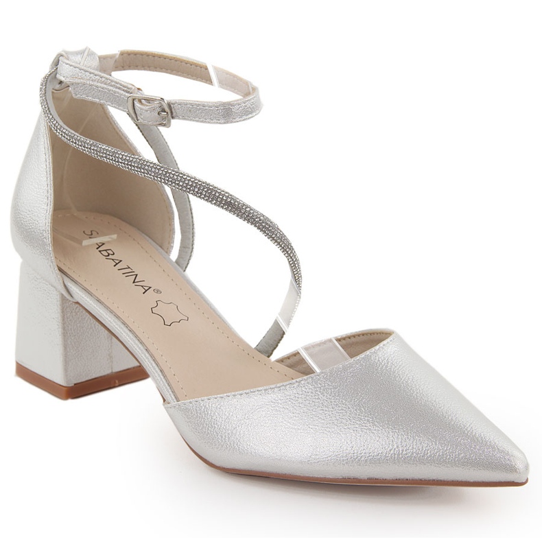 Hopeiset Sabatina naisten teräksiset sandaalit kuutiozirkonialla hopea