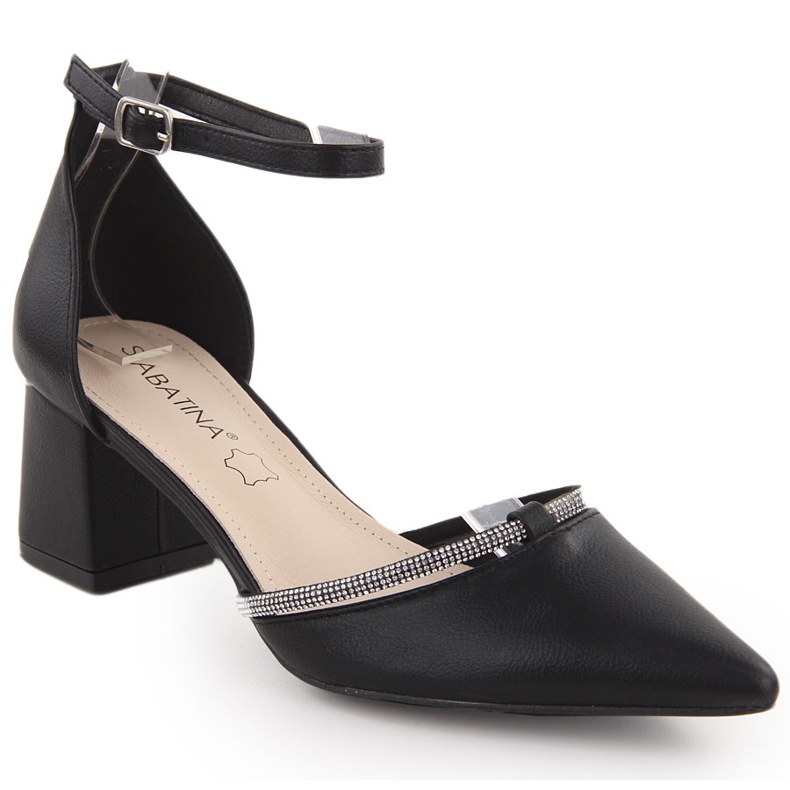 Mustat Sabatina naisten teräksiset sandaalit kuutiozirkonialla