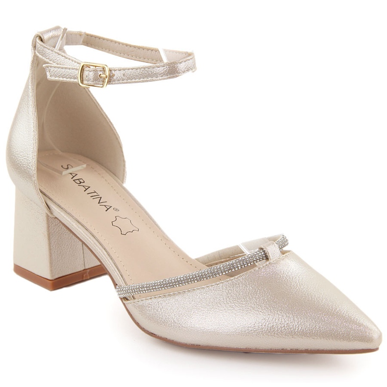 Naisten teräväkärkiset sandaalit kullanvärisillä Sabatina-zirkoneilla kultainen