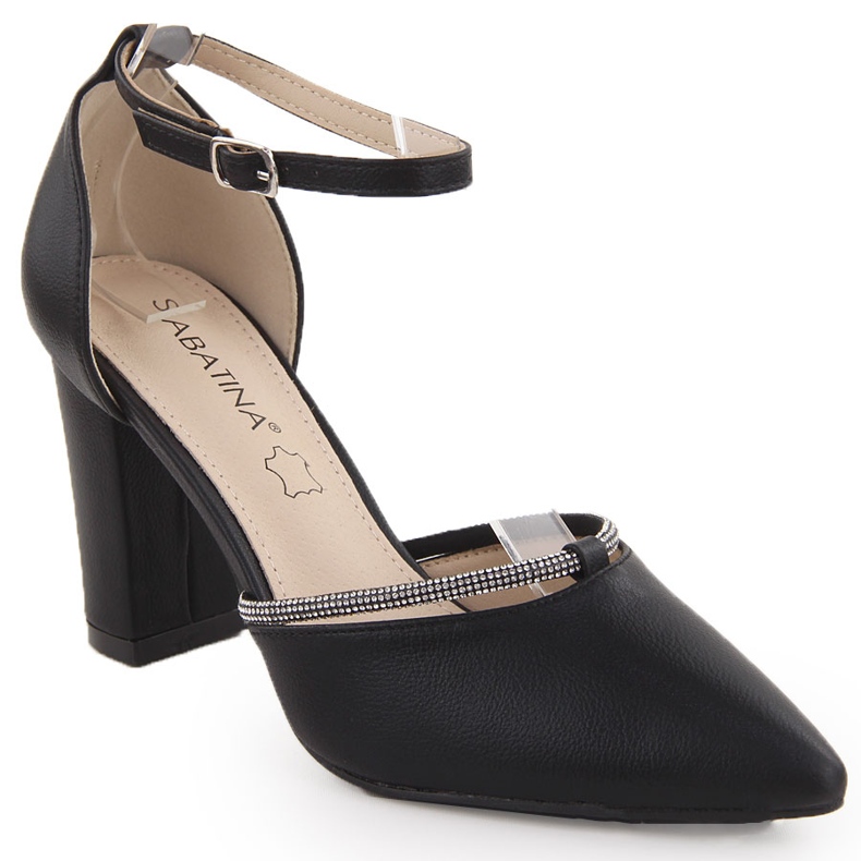 Black Sabatina naisten korkeakorkoiset sandaalit kuutiozirkonialla musta