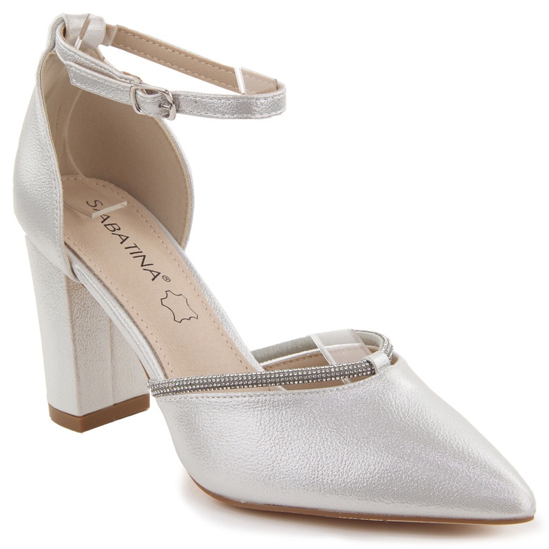 Sabatina Naisten teräväkärkiset sandaalit hopeisilla zirkoneilla hopea