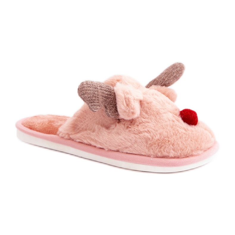 Naisten tossut, joissa on porokuvio vaaleanpunainen