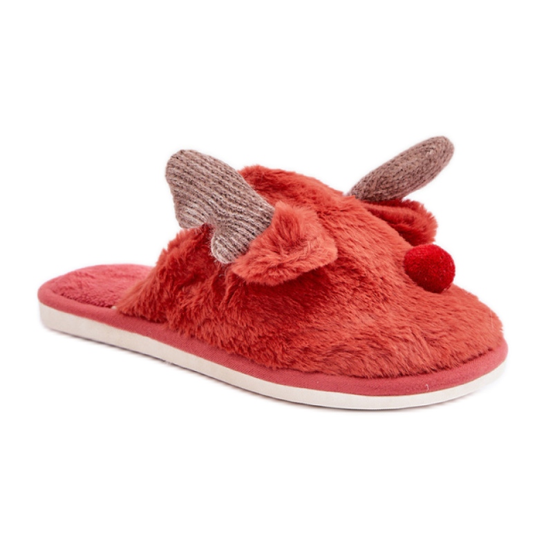 Naisten tossut koralliporokuvioidulla punainen