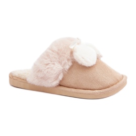 Naisten tossut pehmeällä turkisella beige