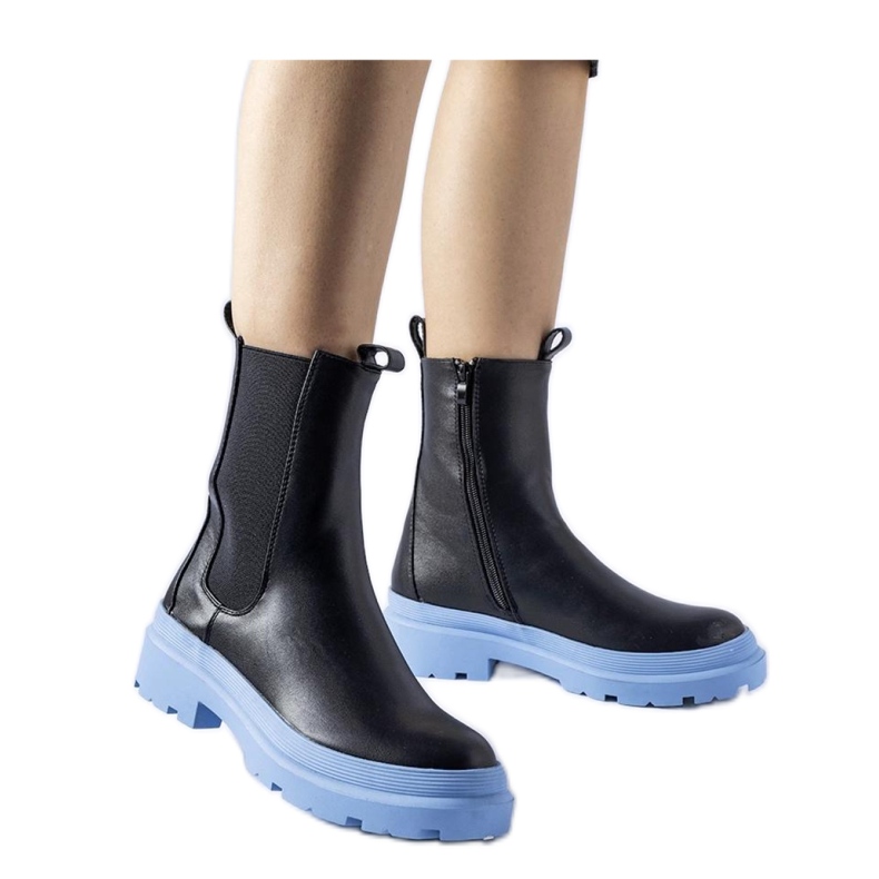 Mustat kengät sinisellä pohjalla Georgette - Solea