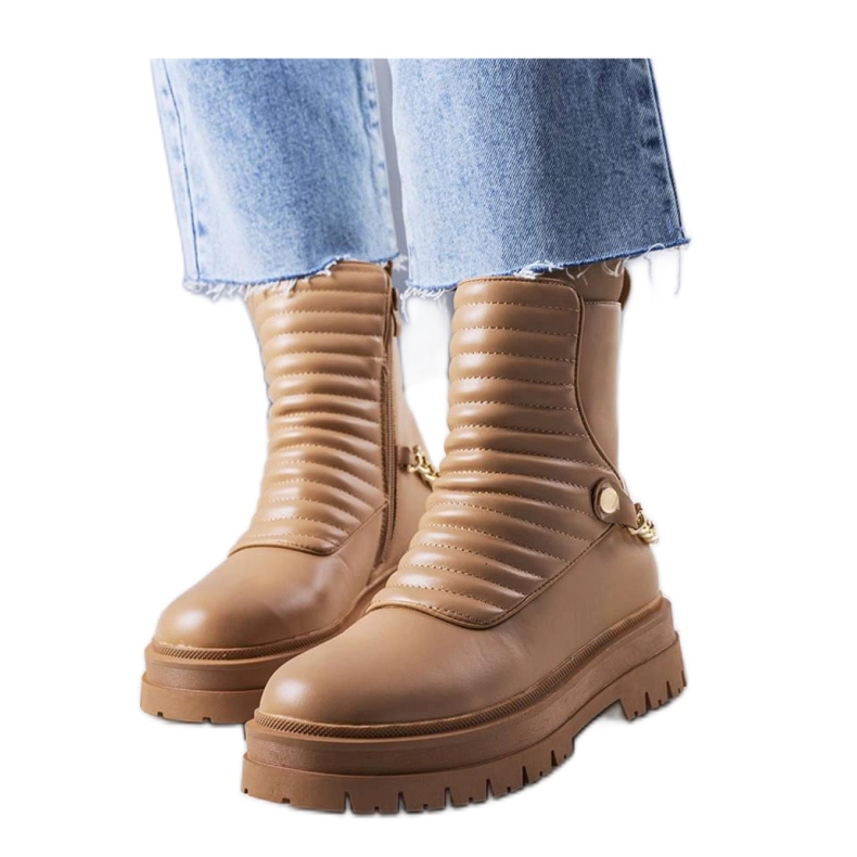 Pareda - Solea beige-eristetyt nilkkurit ketjulla