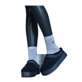 Platform lumikengät kirjailtu kuvio musta