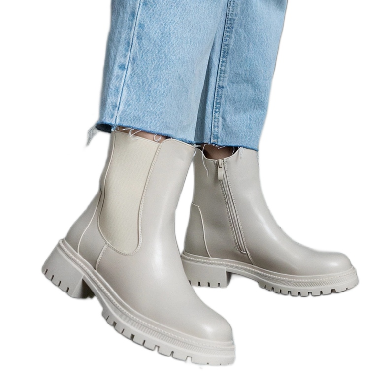 Beiget eristetyt nilkkurit vetoketjulla, ekologinen nahka