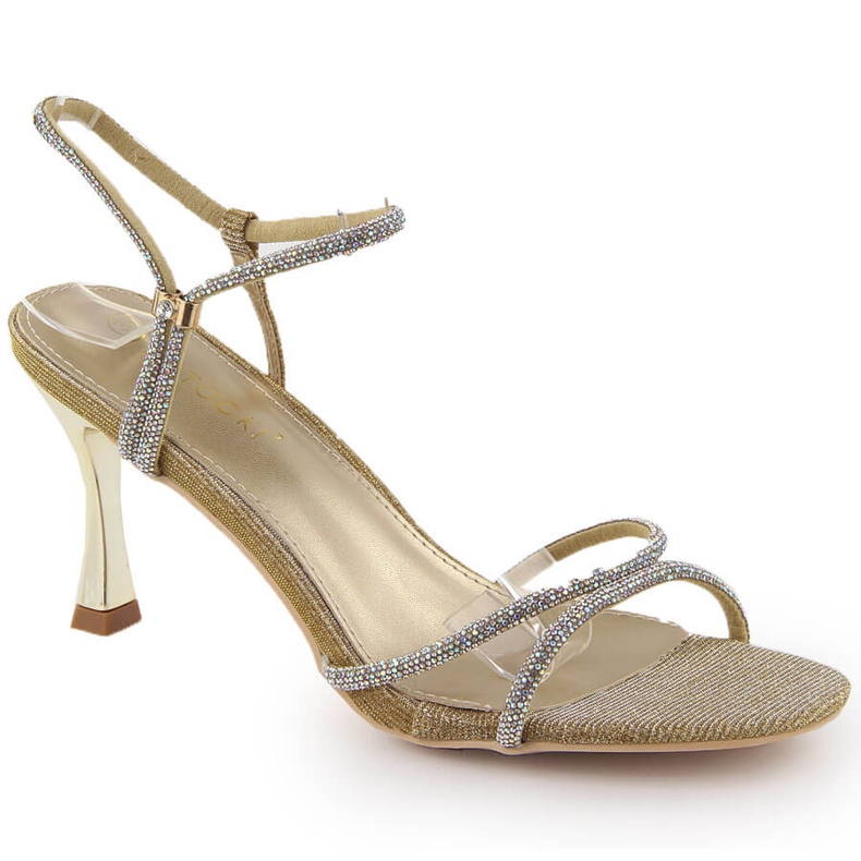 Potocki Naisten sandaalit, joissa zirkonia korkokenällä, kultaa LE20326 kultainen