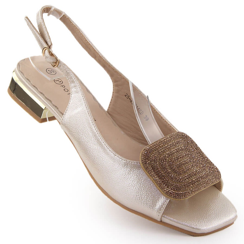 Tyylikkäät naisten sandaalit kultaisella zirkonikoristeella Potocki WS43314 kultainen