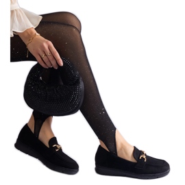 Mustat naisten mokkasiinit, joissa on ekologinen mokka ketjulla