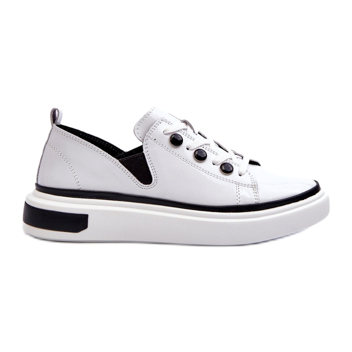 S.Barski Nahka lakattu naisten urheilukengät lr535 valkoinen