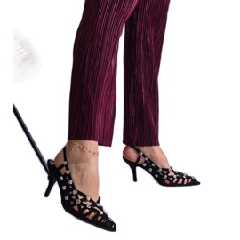 Mustat kivillä kudotut sandaalit Mustat kivillä kudotut sandaalit